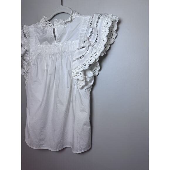 Sea Rylee Crochet Trim Top, White Womens Size XS NWT $275 - Picture 11 of 13